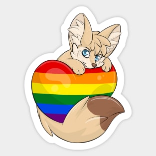 LGBTQIA Heart Flag - Fennec Fox Sticker